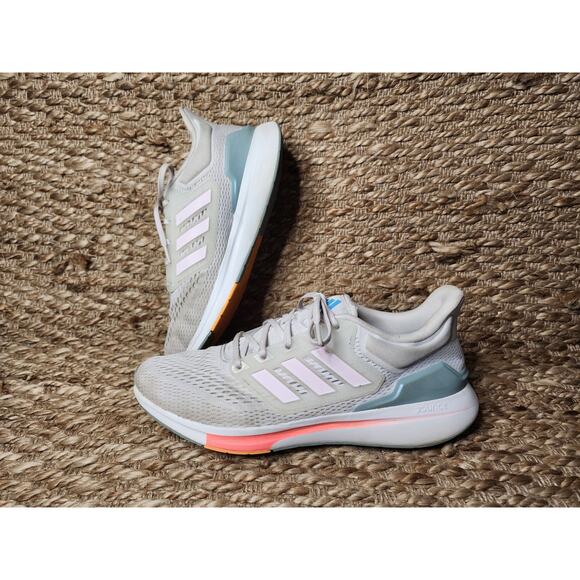 Womens Adidas EQ21 Athletic Running Shoes Dash Gray Acid Red Almost Pink Size 11 - Picture 1 of 10
